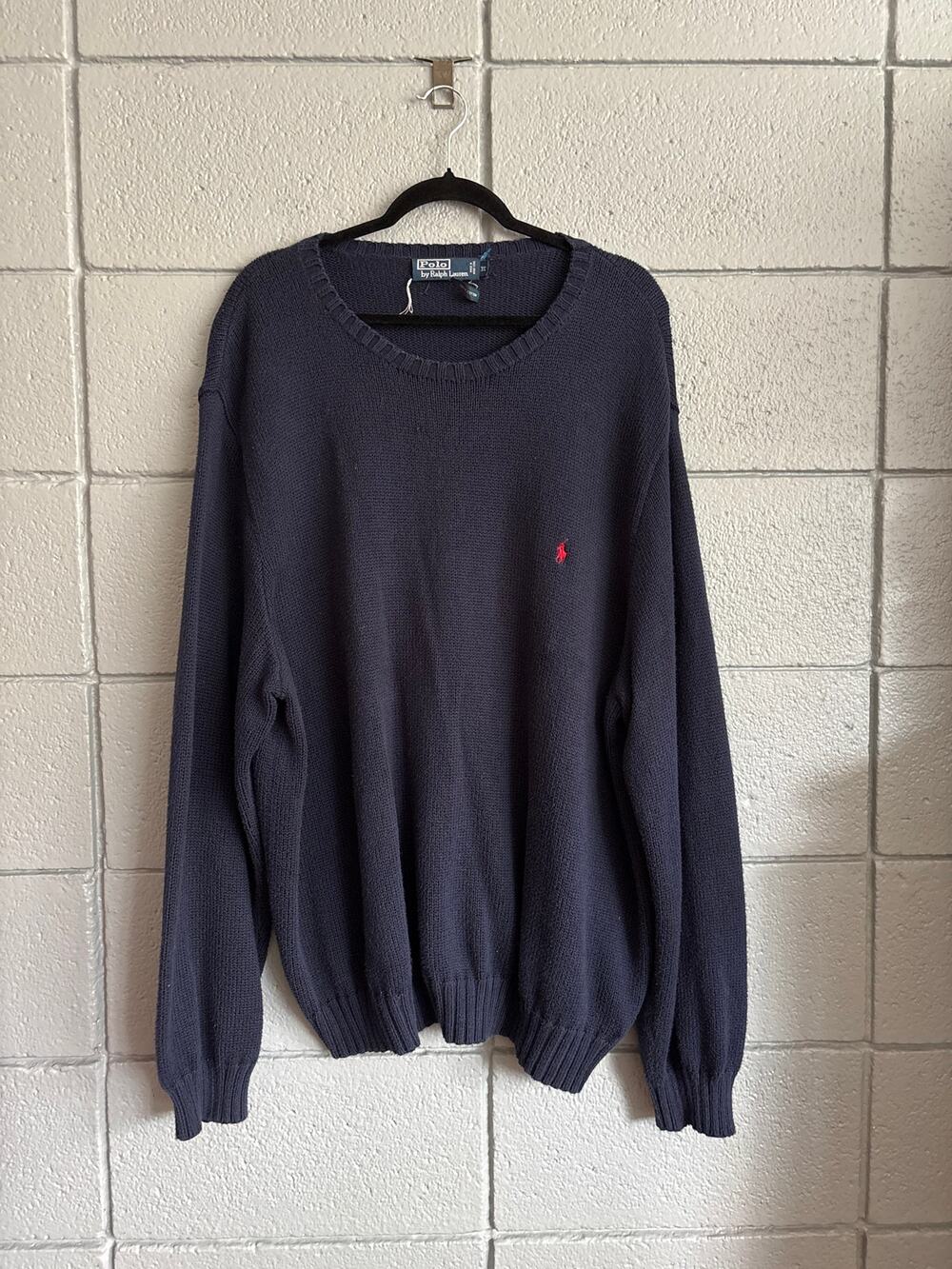 Mens's Polo Ralph Lauren Big Fit Cotton Fisherman Sweater in Navy size 3X